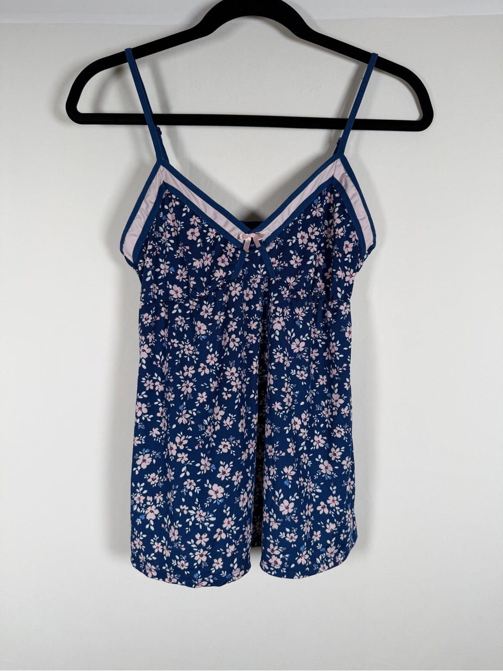 Laura Ashley Navy Floral Babydoll Slip Cami with Pink Trim‎